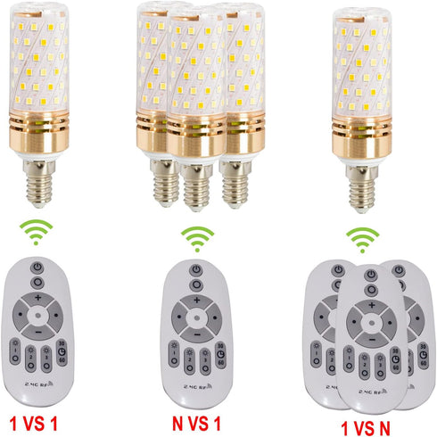 Smart Led Corn Light-Bulb with Remote-Control E14 9W Light Bulbs Adjustable Color Temperature (Warm/Cool) and Brightness, 2 Pack (2 Bulbs + 1 Remo...