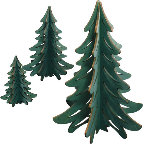 3D Tree Set Wooden Ornament for Christmas Tree...