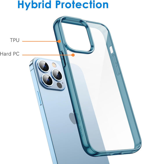 JETech Case for iPhone 13 Pro 6.1-Inch, Non-Yellowing Shockproof Phone Bumper Cover, Anti-Scratch Clear Back (Navy Blue)...