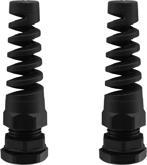 2 Pcs Black PG7 Cable Gland Waterproof IP68 Nylon Joint Adjustable Locknut with Flex Spiral Strain Relief for 4.5-7.8mm Dia Wire...