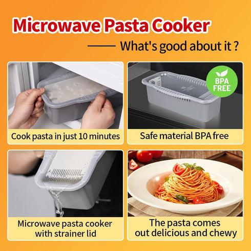 Microwave Pasta Cooker With Strainer Lid,pasta Cooker In Microwave Makes 4 Servings Of Pasta Quickly And Easily,microwave Spaghetti Cooker Makes P...