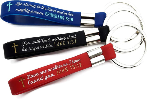 Inkstone Faith Hope Love Christian Keychains with Bible Verses Silicone Rubber Key Chains...