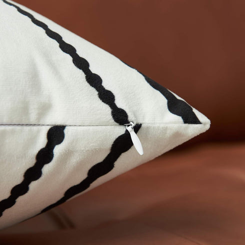 Set of 2 White Pillow Covers 20 x 20 inches Boho Aztec Polyester Blend Square Decorative Throw Pillow Covers for Sofa Couch Bed Decor...