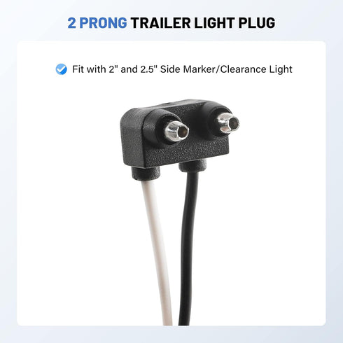 Oyviny 10PCS Truck Trailer 2 Wire Pigtail Harness 10" Long, Right Angle 2 Pin Trailer Light Connector Fits with 2" and 2.5" Side Marker/Clearance ...