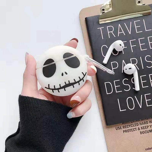 ZOSTLAND 2Pcs White Wireless EarphonCase,horrific Keychain Thick Soft Portable Ring Silicone Shockproof Protective Cover Box Compatible with Apple...