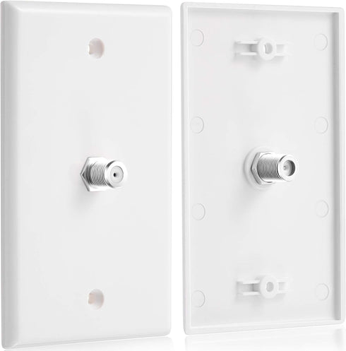 Weewooday 4 Pieces Coax Wall Plate 1-Port TV Cable Cover Outlet Plate F -type Connector Coaxial Cable, Screws Included(White)...