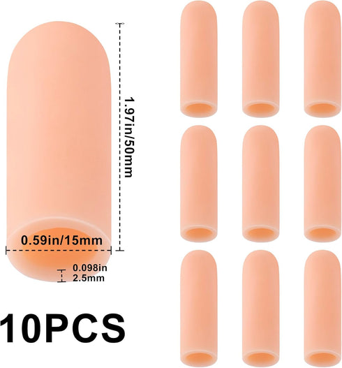 ANCIRS 10pcs Gel Finger Support Protector Caps Gloves, Gel Finger Cots/Covers, Silicone Fingertips for Hands Cracking, Eczema Skin, Trigger Finger...