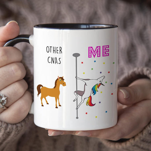 YouNique Designs CNA Mug, 11 Ounces, White, Unicorn Mug, Certified Nursing Assistant Gifts for Women, CNA Week Gifts (Black Handle)...