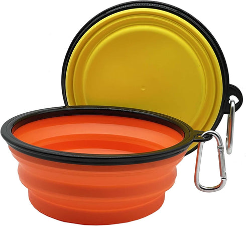 Large Collapsible Dog Bowl 35oz,2 Pack Portable and Foldable Pet Travel Bowls Collapsable Dog Water Feeding Bowls Dish with 2 Carabiners & Lids fo...