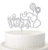 Baby Elephant Happy Birthday Cake Topper, Glitter Animal Elephant Theme Birthday Party Decorations (Silver)...