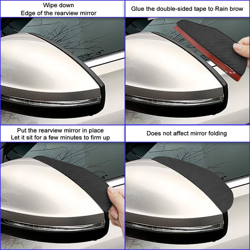 2Pcs Mirror Rain Visor Guard, Universal Waterproof Auto Flexible Mirror Cover Rubber Carbon Fiber Visor Guard Car Exterior Trim Accessories for Mo...