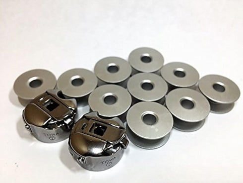 2 BOBBIN CASE(52237) & 10 ALUMINUM BOBBIN FOR JUKI INDUSTRIAL SEWING MACHINE...