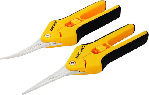 Centurion 201 Hand Pruner Pruning Shear Straight & Upward Curved Stainless Steel Blade Precision Snip (Yellow, 6.5 Inch, Set of 2)...