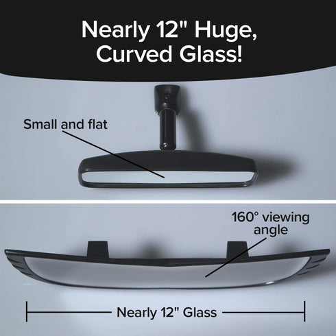 Wide-Angle Rearview Mirror, As Seen On TV Black Convex Car Mirror Installs in Seconds and Fits Most Cars, SUVs & Trucks, Holiday Gift...