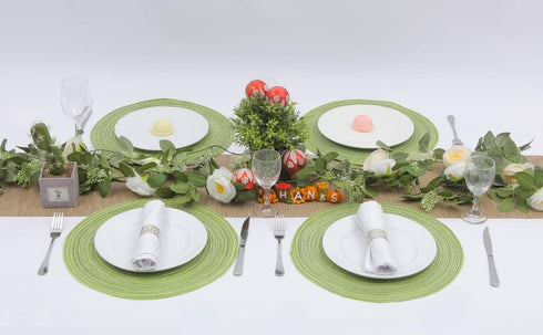 SHACOS Round Placemats Set of 4 Round Table Placemats Braided Cotton Place Mats 15 inch for Kitchen Dining Table Holiday Party (Pea Green, 4)...