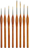 U.S. Art Supply 8 Piece Taklon Detail and Liner Artist Brush Set with Wood Comfort Grip Handles - Art, Detailing, Acrylic, Oil, Watercolor...