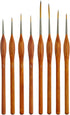 U.S. Art Supply 8 Piece Taklon Detail and Liner Artist Brush Set with Wood Comfort Grip Handles - Art, Detailing, Acrylic, Oil, Watercolor...