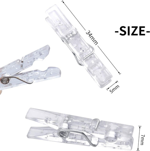 100 Pieces Clear Plastic Utility Paper Clip, Photo Paper Peg Pin, Clothes Line Clips, Craft Clips, 3.5 x 0.5cm x 0.7cm (Silver Glittered)...
