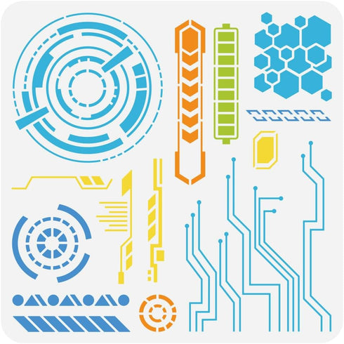 FINGERINSPIRE Science and Technology Stencil for Painting 11.8x11.8 inch Reusable Circuit Board Drawing Template DIY Craft Bullet Tracker Decorati...