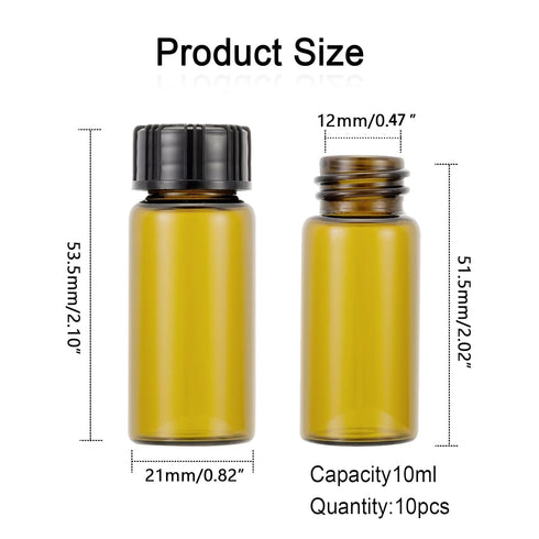 10ml Amber Glass Bottles for Essential Oils, Chemistry Lab Chemicals, Colognes & Perfumes (10 Pieces)...