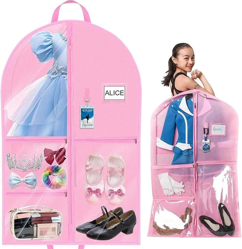 Dance Garment Bags with Accessory Pockets 40" Girls Dance Costume Garment Bag Girls Hanging Clothes Storage Cover For Dancers Travel Storage...