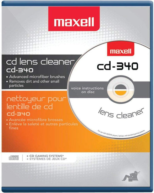 CD Laser Lens Cleaner Disc with Microfiber Brushes and Instructions from Maxell...