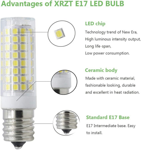 E17 Led Microwave Oven Light Bulb Over Stove Appliance Bulb, Replacement 40W 60W 75W Halogen Range Hood 7W Dimmable White 6000K Pack of 2...