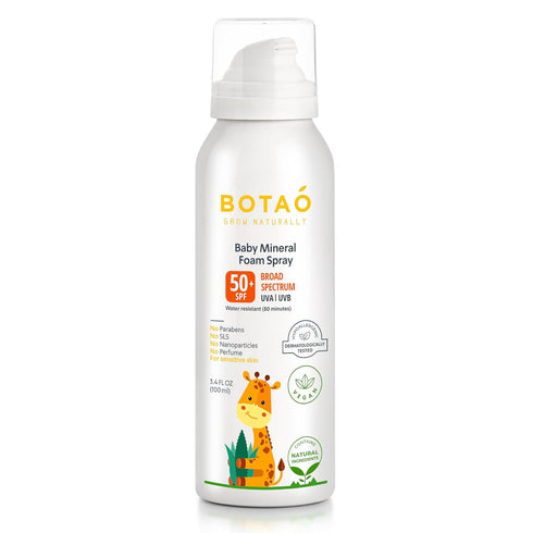 Baby’s 100% Mineral Zinc Oxide Sunscreen Foam Spray, safe natural sensitive skin sunblock Babies or Toddlers: SPF50 Broad Spectrum UVA UVB, Sunbur...