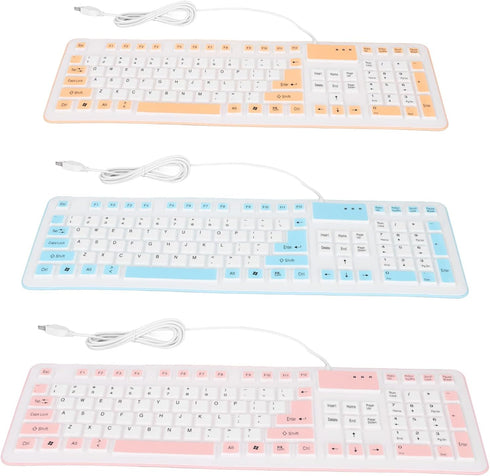 Foldable Silicone Keyboard, 106 Keys USB Wired Waterproof Rollup Keyboard Portable Silent Ergonomic Keyboard for PC Notebook Laptop()...