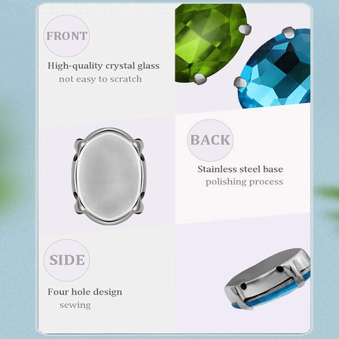 Emerald Green Rhinestones Oval Sew On Rhinestone 50pcs 10x14mm Flatback Rhinestones with Silver Prongs for Crafts Clothes Dresses Shoes Jewelry Ma...