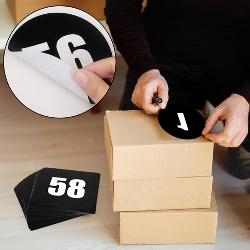 2" Round Number Stickers 1-58 Line Up Dots for Classroom Floor Stickers Number Spot Markers Stickers Black Number Labels for Storage Bins Desk Tab...