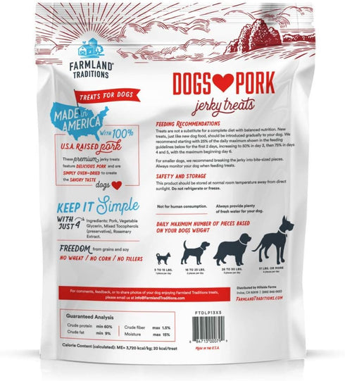 Farmland Traditions New Filler Free Dogs Love Pork Premium Jerky Treats for Dogs (13.5 oz.)...