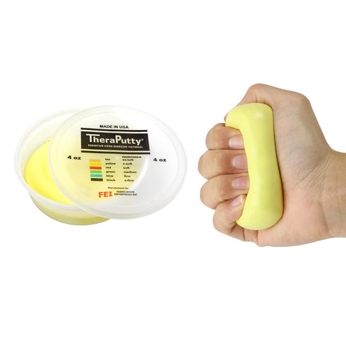 CanDo Theraputty Plus Hand Exercise Putty for Rehabilitation, Exercises, Hand Therapy, Hand Strengthening, Stress Relief - Yellow 4 oz X-Soft...