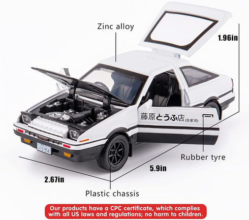 BDTCTK 1/32 AE86 Initial D Model Car, Zinc Alloy Pull Back Toy car with Sound and Light for Kids Boy Girl Gift(Black)...