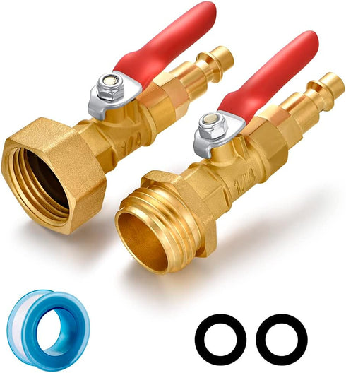 RV Winterize Blowout Adapter with 1/4" Quick Connect Plug and 3/4" Garden Water Hose Threading for Boat Camper Trailer Sprinkler Systems Irrigatio...