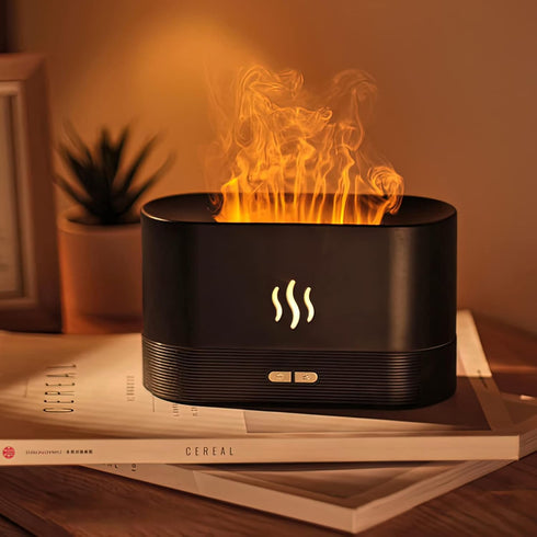 Flame Air Aroma Diffuser Humidifier, 2023 Upgraded Essential Oil Diffuser, Cool Mist Humidifiers with 7 Color Flame, Noiseless with Auto-Off Prote...