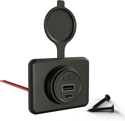 12 Volt USB Outlet Power Socket, DAMAVO YM1288 Cigarette Lighter Socket Car Charger USB Port for Car, Bus, RV, Boat, Automotive Marine ATV Truck G...