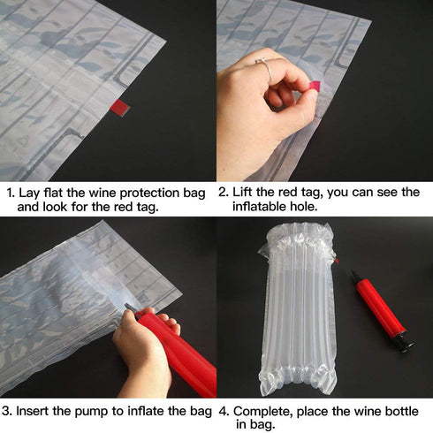 Wine Bottle Protector 12 Packs Bags With Free Pump Reusable Sleeve Travel Inflatable Air Column Cushion Bagfor Packing and Safe Transportation of ...