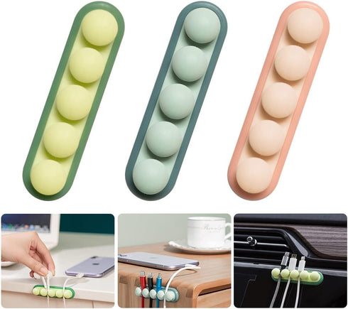 3 Pack Pea Cable Clips, USB Cable Organizer, Charging Cord Holder, Wire Management for Car Office Desk Workbench Bedroom Bedside Nightstand (6-Pac...