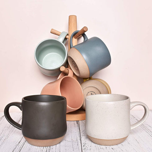Bosmarlin Large Stoneware Speckled Coffee Mug, Big Ceramic Tea Cup, 17 Oz, Dishwasher and Microwave Safe (White, 1)...