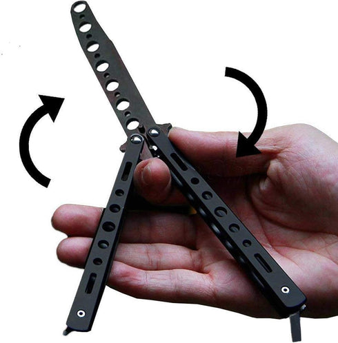 Butterfly knife, 2 Pack Practice Knives Trainer Martial Arts Practice Swords Steel Metal Folding Training Knife Tool Unsharpened for Men Boys Kids...