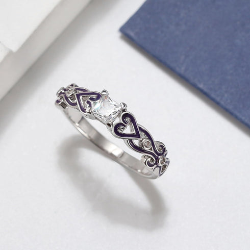 Ginger Lyne Collection Cherri Purple Princess Cut Engagement Wedding Band Bridal Set...
