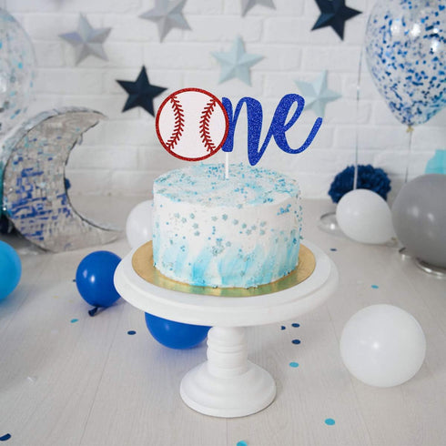 Red and Blue Baseball Cake Topper One Rookie of The Year 1st Birthday Cake Topper One Baseball Cake Topper 1st Birthday Boy for Baseball Theme 1st...