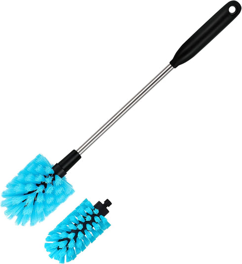 2-in-1 Stainless Steel Long Handled Water Bottle Brush, Multi-Purpose Bottle Scrubbing Brush, Soft Bottle Brush, Glassware Brush, Water Bottle Cle...