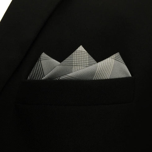 S&W SHLAX&WING Ties for Men Necktie Gray Check Extra Long Matching Pocket Square...