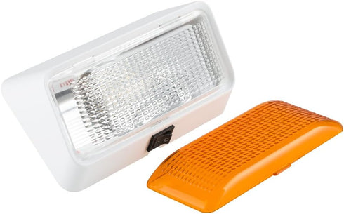 Lumitronics 12V LED Exterior Outdoor Porch Light with On/Off Switch, Removable Clear & Amber Lenses Perfect Outside Replacement Lights for RVs, Mo...