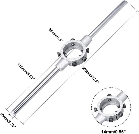 uxcell Die Stock Handle Wrench Holder for Metric M12-M14 / 24mm-38mm OD Round Die...