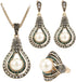 Dtja Vintage CZ Pearl Earrings Teardrop Pendant Necklace Jewelry Set for Women Girls Gold Plated Faux Pearls Boho Wedding Cocktail Party Christmas...