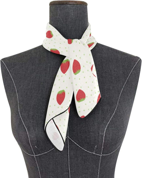 Women's Scarf Silk Strawberry Design Square Hair Scarf Satin Headscarf Neck Head Scarf…...
