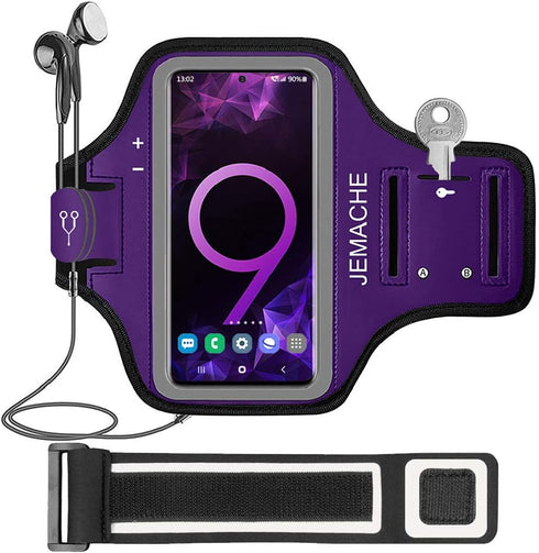 Galaxy Note 10+, 9, 8 Armband, JEMACHE Gym Run Workout Water Resistant Arm Band Case for Samsung Galaxy Note 8/9/10 Plus with Key Holder (Purple)...